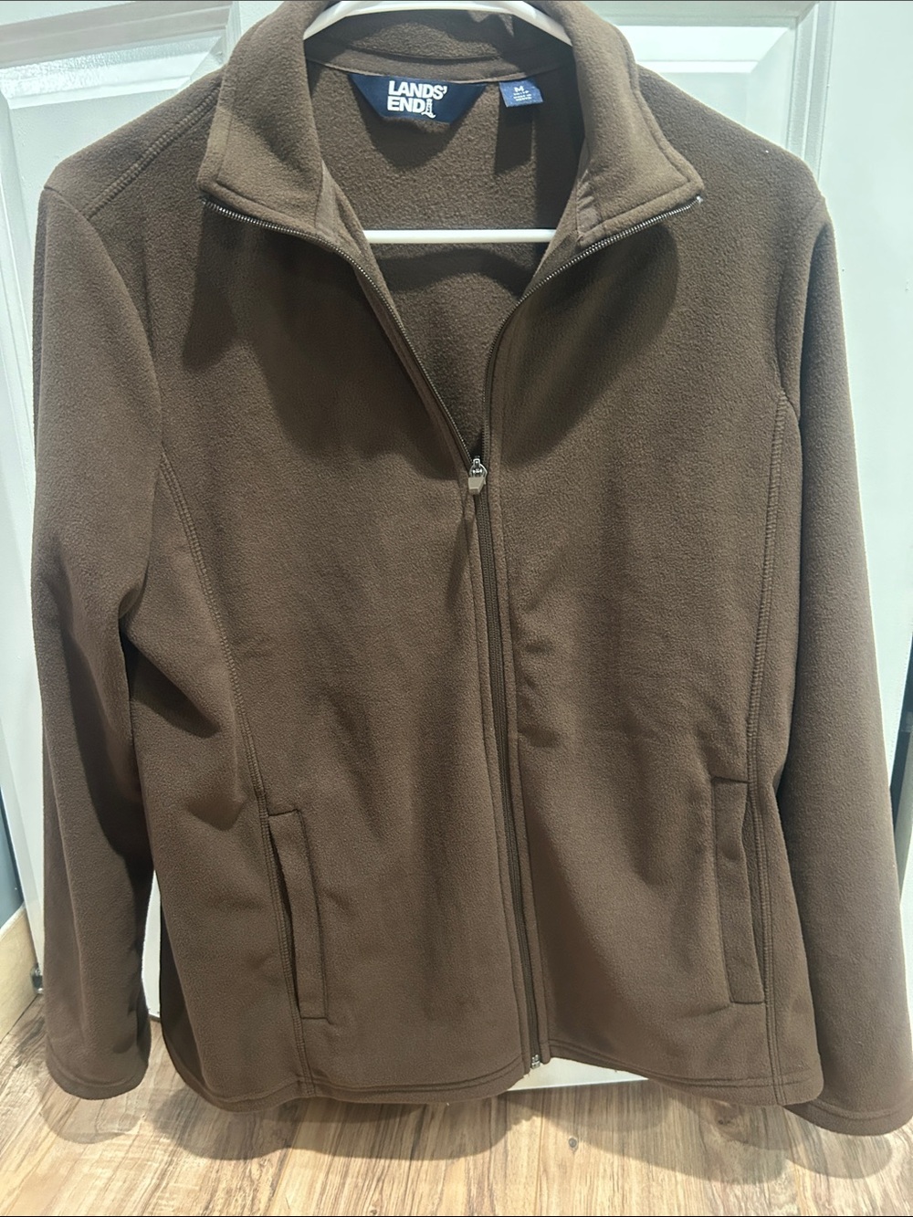 Lands' End Women's Brown Full-Zip Fleece Utility Jacket